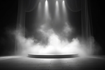 Stage white smoke spotlight background, generative aI