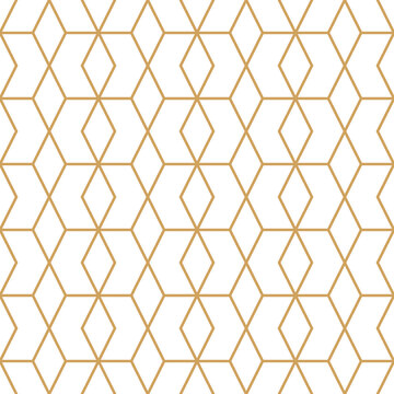 seamless luxury pattern with golden hexagon grid line, vintage repeat tile, png with transparent background