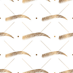 Vector seamless pattern with woman gold eyebrow