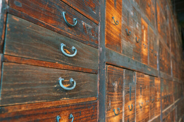 日本,引き出し,木,棚