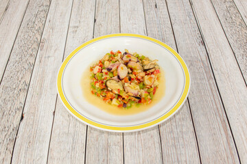 Seafood splash. Fish or seafood dish