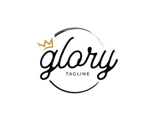Simple Minimalist Glory Type with Crown Logo Design Template