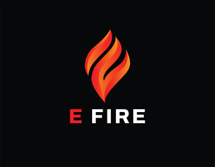 Simple Letter E Fire Flame Logo Design Template