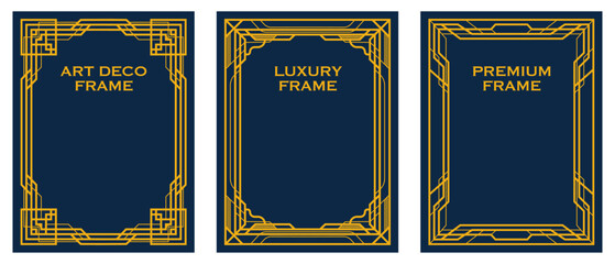 Art Deco frame set luxury frames banner label luxury wedding card . background with frame. vector illustration . create your designs with frame