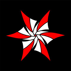 Indonesia flag, vector icon of flower on a black background