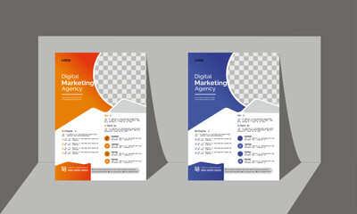 Corporate creative business flyer design with Orange, blue color gradient. marketing, business proposal, promotion, advertise, new digital marketing flyer set.