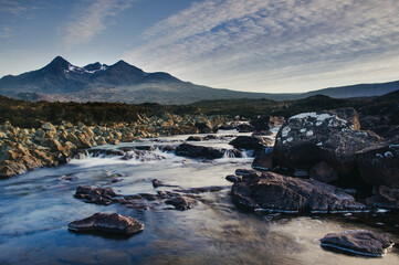 Scenic stream and rocks in the scottish Highlands 