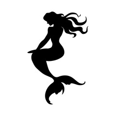 Vector illustration. Mermaid silhouette. Girl with a fish tail.