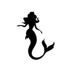 Vector illustration. Mermaid silhouette. Girl with a fish tail.
