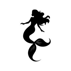 Vector illustration. Mermaid silhouette. Girl with a fish tail.