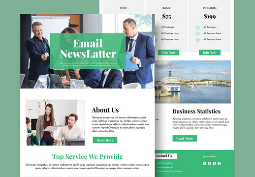E-Newsletter Layout With Green Accents