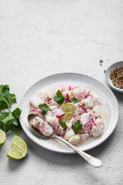 ceviche de daurade poisson cru marin&eacute; au citron vert, coriandre, gingembre, oignon, ail