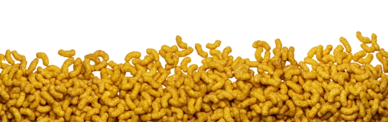 a heap of peanut puffs peanut flips on transparent background PNG file for banner, panorama or border
