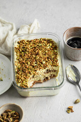 tiramisu fait maison à la pistache et café