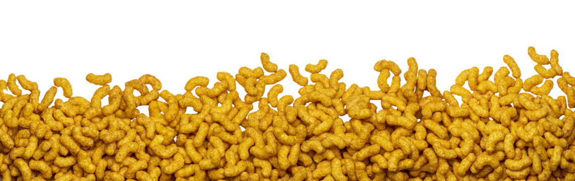 a heap of peanut puffs peanut flips on transparent background PNG file for banner, panorama or border