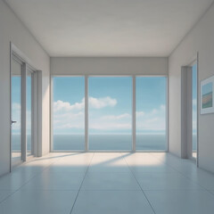 Obraz premium Empty White Room with a single Object in the style of Monochrome Mastery Wallpaper Minimalist Impulses Generative AI Digital Art Background Cover