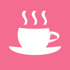 Vector white cup icon on rose background