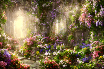 flowers in the garden generative AI