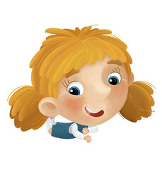 cartoon scene with young girl having fun resting leisure free time isolated illustration for kids