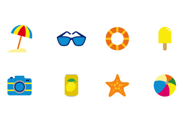 Summer realistic rendering vector icons set.
