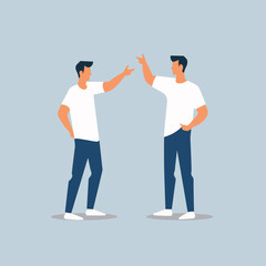 Guy debating / arguing / talking simple minimal vector art