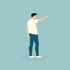 Guy pointing simple minimal vector art