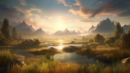 Unber&uuml;hrte Harmonie: Ein pr&auml;chtiges Panorama der urspr&uuml;nglichen Natur - Desktop-Hintergrund