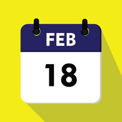 calendar with a date of the day, calendar with a date, calendar with a date, 18 february icon with white background