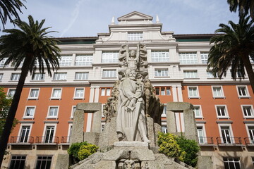 Fototapeta na wymiar Monument to Curros Enriquez, in the city of A Coruna Coruna, Galicia, Spain 05/02/2023