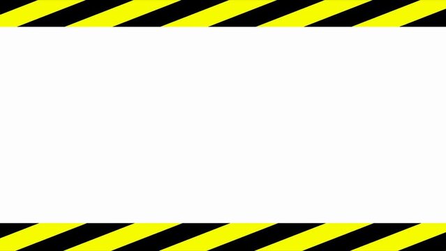 yellow black warning sign animation on white background