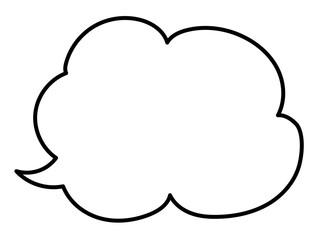 手書きモクモク吹き出し（左・黒線塗り無し）