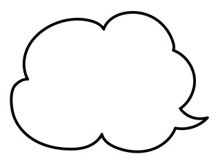 手書きモクモク吹き出し（右・黒線塗り無し）