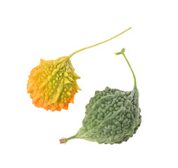 Bitter melon or Bitter gourd (Momordica charantia L.)on transparent png. Bitter food herb for...