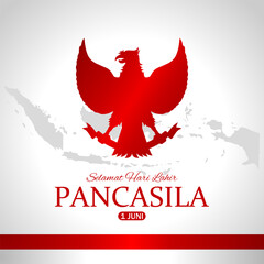 Happy Pancasila day template. Vector illustration. Suitable for Poster, Banners, background and greeting card. 
