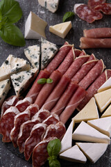 photo chunks of sausage and cheese on a plate