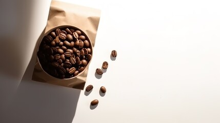 Coffee beans on a white background.