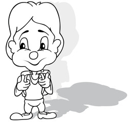 Drawing of a Boy with a School Briefcase on his Back