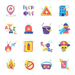 Premium Pack of Fire Hazards Flat Stickers 

