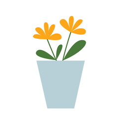 Vector flowers in vase flat illustration