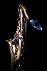saxophone on a black