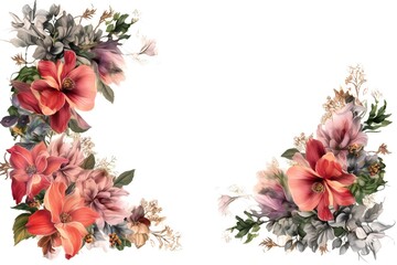 Floral Border or Flowers Frame Abstract Composition Generative AI 