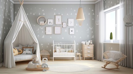 Modern baby room interior&nbsp;&nbsp;children's room&nbsp;and baby interior.