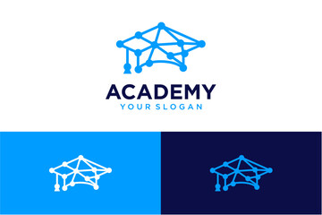 academy logo design with toga and technology - obrazy, fototapety, plakaty
