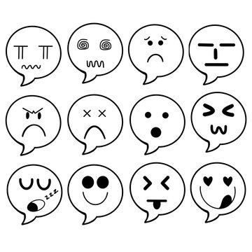 emoji emotion speech bubble set
