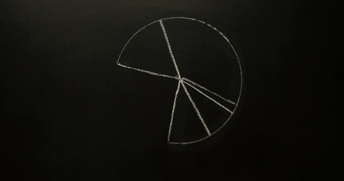 Hand takes part of chalk drawing diagram. 4K stop motion animation