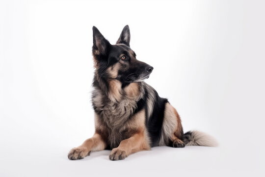 dog on white background, full body with free space