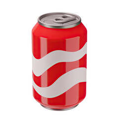 3D Rendering Of A Red Tin Can. Drink, Fast Food. Junk Unhealthy Beverage. Bright Illustration In Cartoon 3D Style Isolated On A White Background