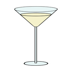 Colored martini glass. Party cocktail. Vector illustration in doodle style. Hand drawn.