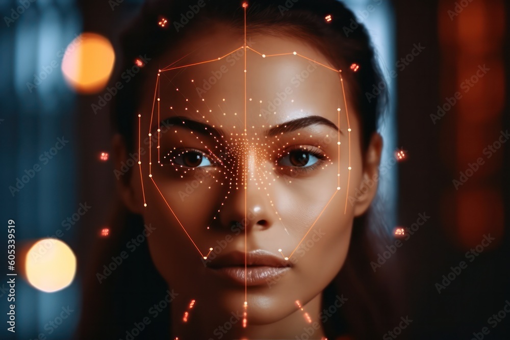 Aufkleber security authentication by facial recognition showcases the power of biometric identification