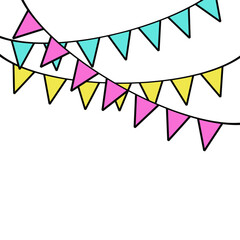 Garland of flags. Multicolored triangular flags. Party decor element. Vector illustration